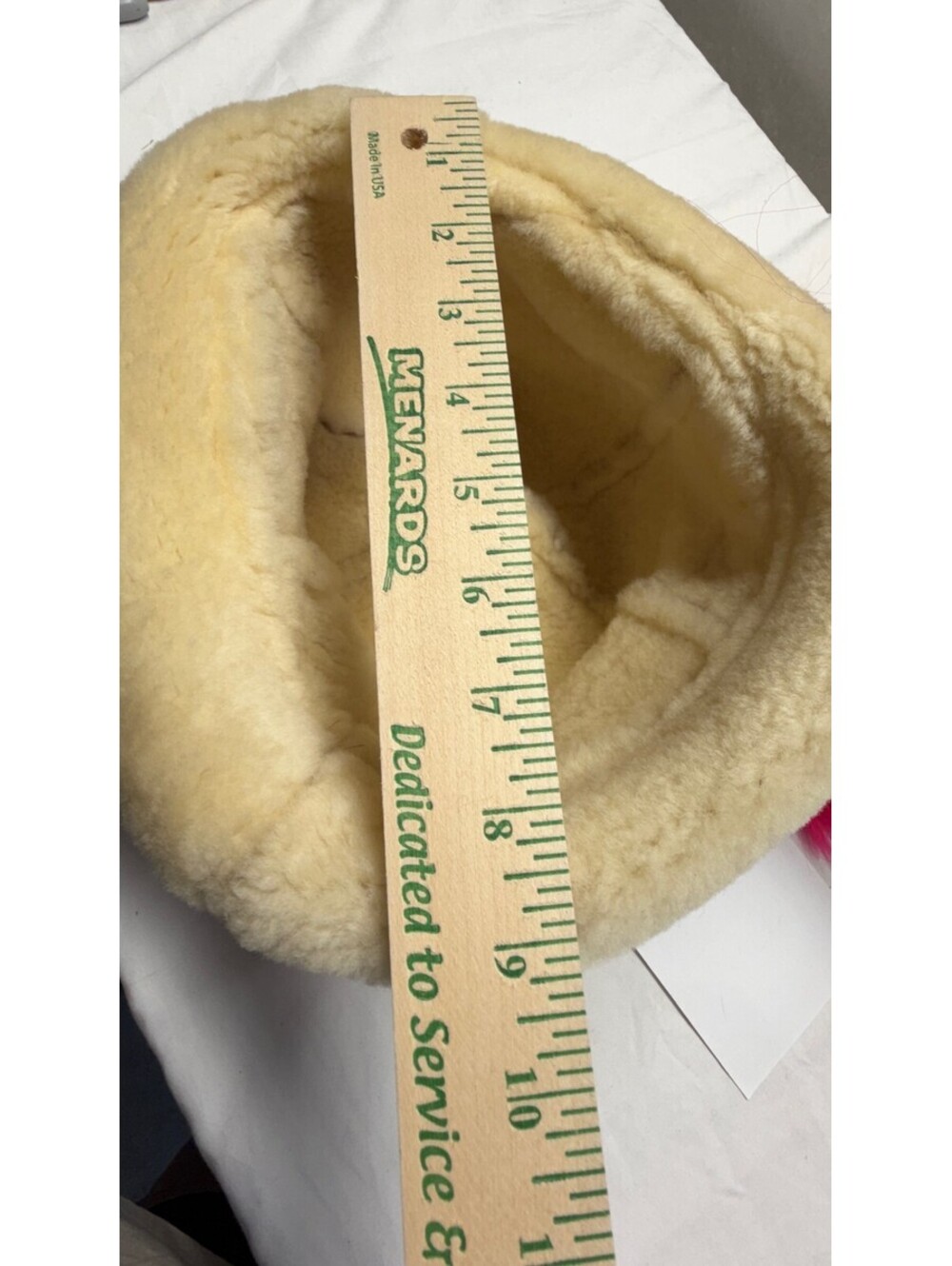 Vintage Genuine Suede & Shearling Bucket Hat Tan Cream Winter Warmth E-4 - Picture 6 of 9